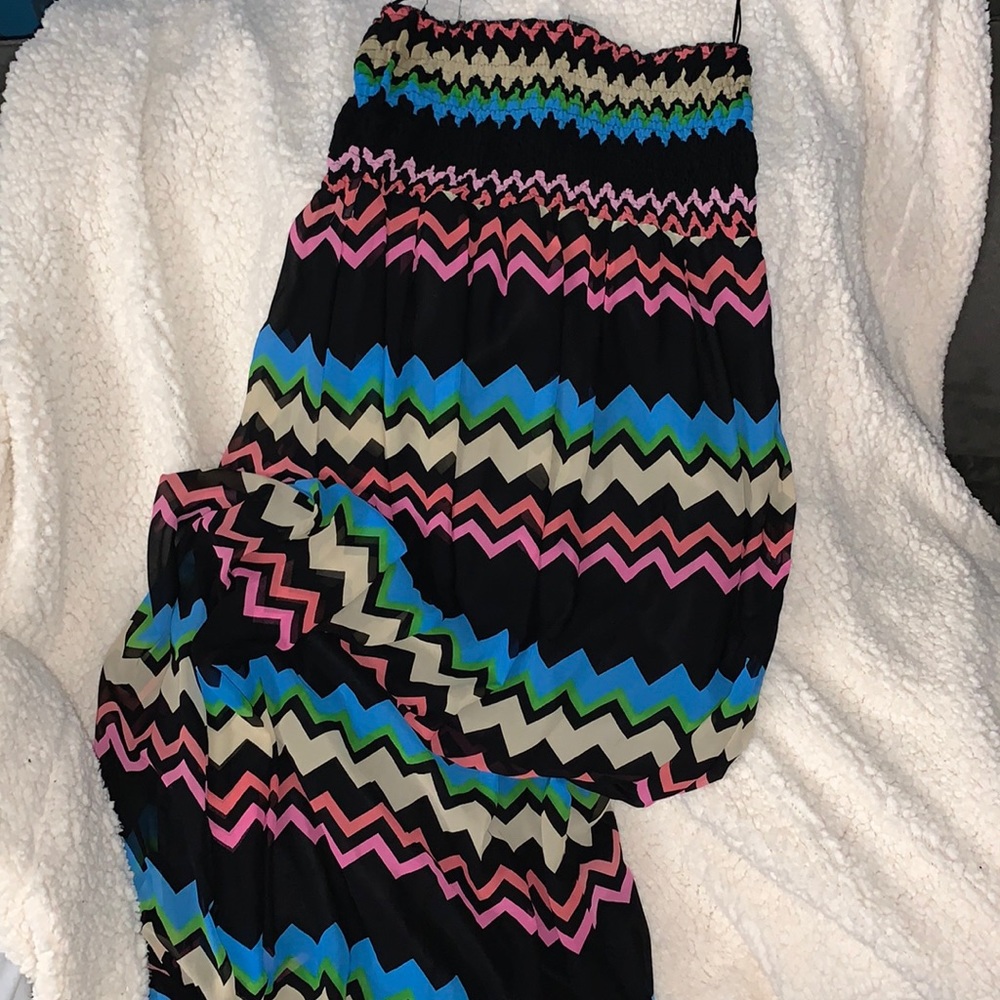 Multi colored tube top maxi dress